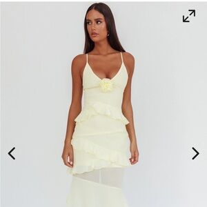 Selfie Leslie Butter Yellow Marlie Frill Trim Rosette Maxi Dress